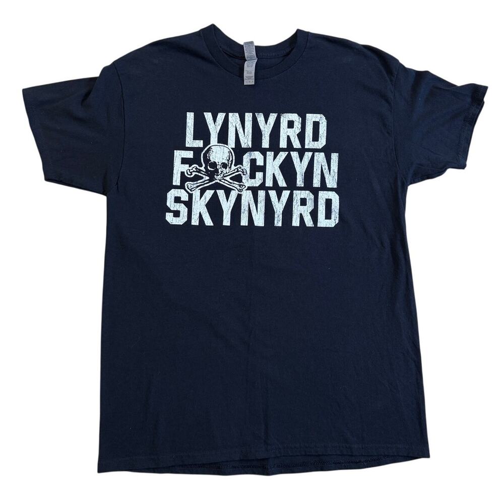 Lynyrd Skynyrd skull cross bones Fcking southern rock black t-shirt Size Large